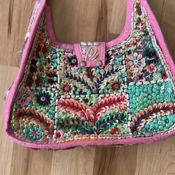 Vintage Girlhood Core Eclectic Boho fully Sequin Beaded Hobo Bag HP 🎉 🎉🥳 - Picture 4 of 17